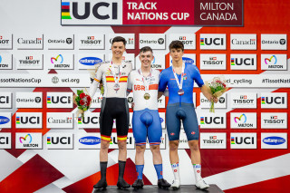 Rhys Britton wins scratch race gold at Milton 2022 Track Nations Cup