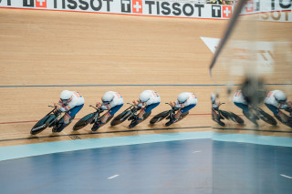 Men's team pursuit in action at the Hong Kong 2022 Track Nations Cup