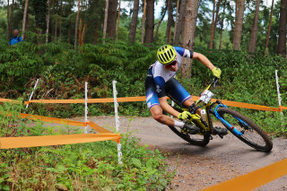 Charlie Aldridge competes in the men's cross-country race at the 2022 Commonwealth Games