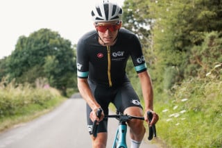 Matt out for a training ride on a country lane.