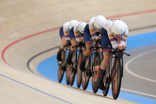 Women's  team pursuit qualifying at the 2024 UCI Tissot Track World Championships