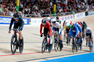 Jess Roberts in the omnium at the 2024 UCI Tissot Track World Championships