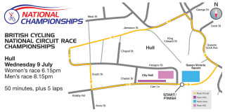 Course map for the 2014 British Cycling National Circuit Race Championships.