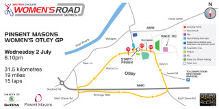 Course map - British Cycling Women's Road Series - Otley GP - Click to enlarge